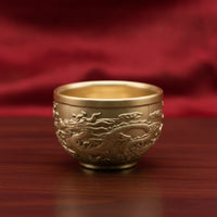 Tabletop Cup-Shaped Ornament Featuring Relief Carving Antique-Style Metal Bowl for Collectors