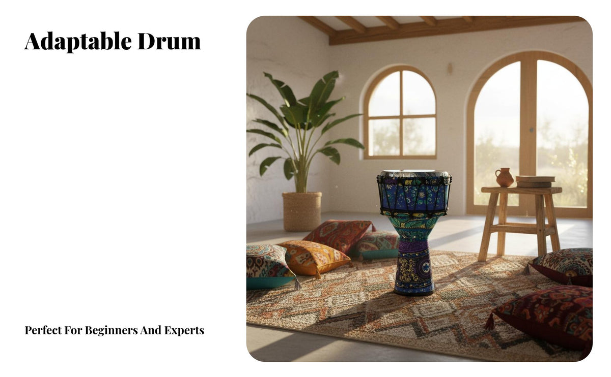 Rich Resonant Sound Djembe Drum Early Education Tool Percussion Instrument Portable Rope Tuning System for Beginners, Children, Musicians, Music Class, Live Performance, Home Practice, Jam Sessions