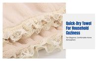 Super Absorbent Quick Dry Hair Towel, Elegant Thick Turban, Coral Fleece, Lace Trim, Soft Head Wrap, Sand, Fast Drying, Home