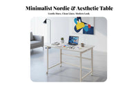 Multi-Functional Foldable Rolling Desk Stable Structure Fold-Away Desk with Wheels and Shelf Easy Assembly Computer Table Built-in Footrest for Apartment Dwellers, Distant Workers, Hobbyists, Bedroom, Small Areas, Home Office, Dorm Room