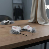 Faux Wolf Ears Headband Handmade Realistic Creature Ears Hair Hoop Costume Accessory Bendable Skeleton for Stage Performances