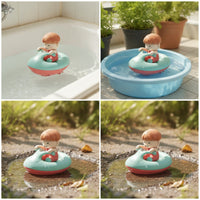 Batterybatteryless Wind-up Boat with Figure Interactive Floating Boat Toy Safe Long-Lasting for Toddlers