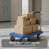 Folding Surface Cart Space-Saving Portable Flatbed Trolley High Load Capacity Foldable Push Cart Hand Truck for Homeowners, Movers, Home, Garage