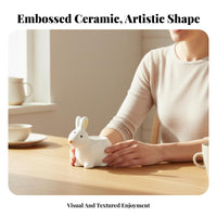 Embossed Details Ceramic Egg Cup High-Temperature Fired Ceramic Rabbit Egg Cup Durable Tableware Easy to Clean for Children