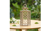 Wooden Lantern with Hanging Loop Hexagonal Lattice Candle Lantern Decorative Birdcage-Style for Wedding Planners, Home Decor