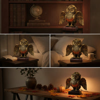 Owl Wall Lamp Vintage Owl Lamp with Book Base Gothic Stylish for Reading Corner, Bedroom