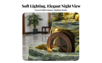 Quiet Operation Rockery Waterfall Fountain Sturdy Construction Feng Shui Water Fountain Artisan-Made Sculpture Indoor Rockery Waterfall with Mist for Living Room, Office, Hotel Lobby, Garden