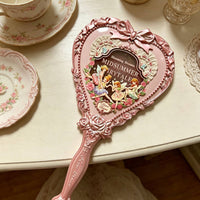 Handheld Mirror Cute Rococo Hand Mirror Ornate Frame Beauty Accessory for Makeup, Dressing Table