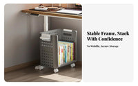 Multi-Tier Rolling shelving unit Movable with casters Book Rack Space Saving Shelving Unit for Students, Office Workers, Study Room, Narrow Spaces, Bedroom