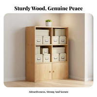 Solid Wood Construction Modular Cube Organizer Combination of Exposed and Closed Shelves Bookshelf Customizable Layout Bookcase Floor-Standing Base for Book Lovers, Office Workers, Homeowners, Study Room, Bedroom, Entrance Hall
