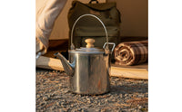 Stainless Steel Campfire Kettle Portable Outdoor Tea Pot Wooden Knob Lid Camping Water Boiling Pot for Backpacking