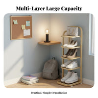Space-Saving Vertical Shoe Rack Stable Construction Narrow Shoe Shelving Unit Easy Reach Slim Corner Shelving Unit Shelf Holds Taller Shoes for Students, Apartment Dwellers, Homeowners, Entryway, Hallway, Balcony, Dorm Room