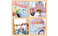 Interactive Ice Cream Truck Pusher Multi-Functional Wooden Baby Push Pusher Push Toy with Bead Maze Child-Friendly for Toddlers, Nursery