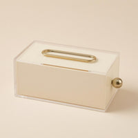 Rectangular Tissue Box Holder Stainless Steel Knob Acrylic Tissue Box Transparent Long-Lasting for Bathroom, Living Room