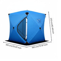 Windproof Insulated Ice Fishing Tent Waterproof Automatic Quick-Setup Ice Shelter Heavy-Duty Material Thickened Cotton Padded Tent Reinforced Frame For