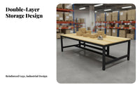 Long-Lasting Two Tier Packing Table Stable Construction Heavy Duty Workbench Multipurpose Heavy-Duty Work Table Large Storage Capacity for Factory Workers, DIY Enthusiasts, Assembly Line, Warehouse, Kitchen, Basement