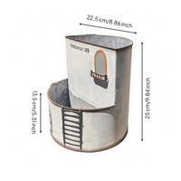Distressed Finish Castle Flower Pot Drainage Hole Double-Layer Planter Balcony Accent Rustic Iron Planter Window Pattern