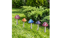 5 Pieces Toadstool Garden Stakes Printed Garden Stake Lightweight for Homeowners