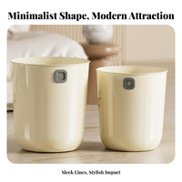 Round Lidless Trash Can Large Capacity Open Top Garbage Can Press-to-Hold Band Minimalist Wastebasket for Students, Homeowners, Living Room