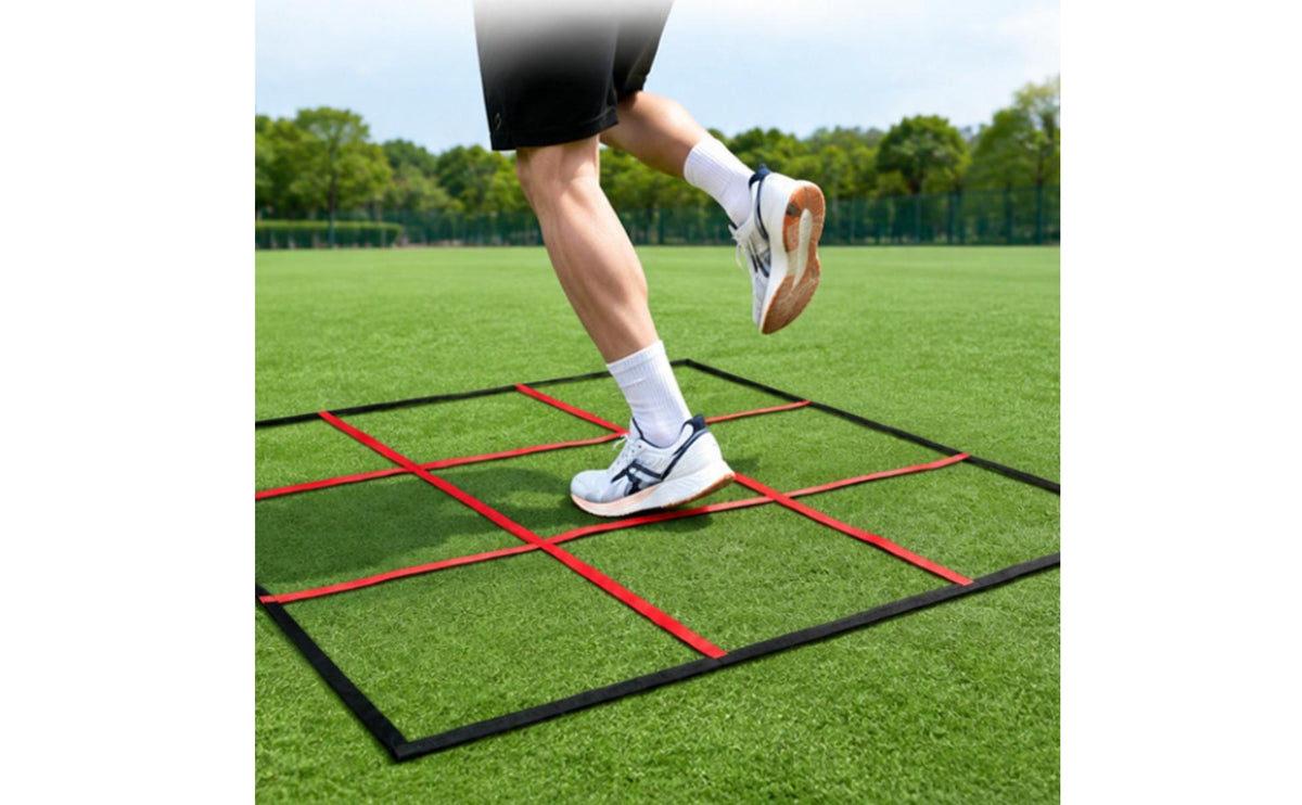 Nine-Grid Agility Ladder Compact Agility Training Mat Footwork Training Mat Sturdy Steady for Athletes, Gym, Home Workout