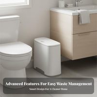 Narrow Lavatory Garbage Bin Space-Saving Design Trash Can with Lid Easy to Clean Lidded Trash Can for Renters, Toilet Side, Bedroom, Kitchen