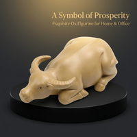 Feng Shui Ox Figurine, Chinese Bull Ornament, Clay Animal Sculpture, Desktop Decor Gift for Colleagues, Home Office Accent