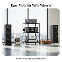Heavy Duty Audio Equipment Rack Stable and Sturdy Multi-Tier Amplifier Shelf Easy Assembly Multi-Tier Media Equipment Stand Space-Saving Design for Audiophiles, Home Theater Enthusiasts, Studio, Living Room