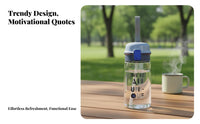 Straw Water Bottle High Temperature Resistant Reusable Tumbler with Straw Stylish Design Drinking Cup for Children, Women, School, Travel, Car