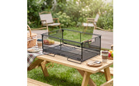 Metal Storage Box with Compartments Breathable Mesh Organizer with Divider Foldable Wire Crate Heavy Duty for Campers, Car Trunk