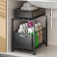 Metal Cabinet Organizer with Pull-out Baskets Heavy-Duty Sliding Cabinet Basket Rack Smooth Under Sink Organizer