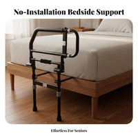 Anti-Fall Foldable Bed Safety Rail Heavy-Duty Steel Frame Elderly Stand Assist Bed Handle Tool-Tool-Less Assembly for Caregivers, Bedroom