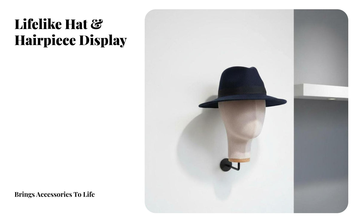Velvet Hat Display Stand Space Saving Wall Mounted Mannequin Head Multipurpose Wall Mount Mannequin Head for Shop Owners, Retail Store, Boutique
