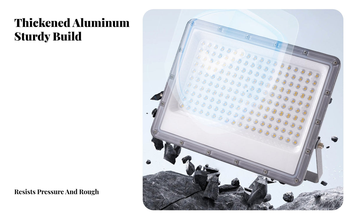 IP65 Rated LED Floodlight Sturdy Aluminum Body Wall Mount Floodlight Tempered Glass for Construction Site, Industrial Park, Sports Field
