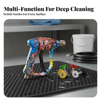 5 Interchangeable Nozzle Tips High Pressure Washer Ergonomic Handle M22 Inlet Spray Safety Trigger Lock for DIYers, Siding Washing