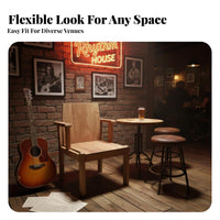 Upholstered Cushioned Seats Rustic Wooden Tavern Booth Vintage Design Bar Dining Set Sturdy Construction Restaurant Seating Slatted-Effect Top for Cafe Managers, Interior Designers, Homeowners, Live Music Venue, Spacious Concept Living Space