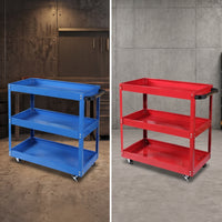 Three-Tier Tool Cart Rolling Tool Cart Lightweight for Auto Repair Shop