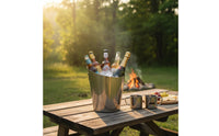 Stainless Steel Ice Bucket Stable Base Champagne Chiller Bucket Mirror Polished Finish Slanted Mouth Beverage Tub for Parties