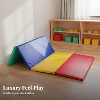 Folding Gymnastics Mat Foldable Design Rainbow Folding Play Mat for Preschoolers, Young Children, Preschool, Daycare, Home Gym
