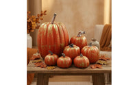 7 Pieces Artificial Pumpkins Textured Foam Pumpkins Realistic Pumpkin Set for Tabletop Styling