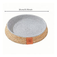 Cat Bed with Raised boarder Cat Basket Bed Scratch-Resistant Woven Basket for Floor