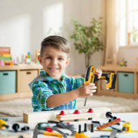 Clear-Front Toy Toolbox Interchangeable Bits Toy Drill Set Directional Control Kids Tool Box Handheld