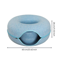Zippered Cat Tunnel Bed with Zipper Structured Donut Cat Bed Private Hideaway Supportive for Cats, Small Pets