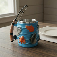 Unique Gift Fishing Rod Handle Mug Creative Design Fishing Theme Mug Beer Stein for Fishermen, Anglers
