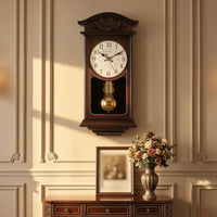 Pendulum Wall Clock Wood-Look Wall Clock with Pendulum Farmhouse for Home Office