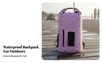 Wet Dry Separation Backpack Sturdy 500D Material Carbon Fiber Pattern Dry Bag Roll Top Waterproof Backpack for Rafting, Camping