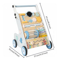 Multi-Activity Shopping Trolley Stroller Bead Maze Wooden Baby Stroller Xylophone for Toddlers, Babies, Playroom