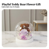 Long Lasting Blossom Bear Night Light Handmade Preserved Blossom Bear Lamp Handmade for Girlfriend, Wife, Valentine's Day, Birthday