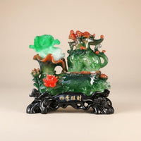 Grand Opening Gift Pixiu Cabbage Statue Auspicious Symbol Feng Shui Prosperity Statue Exquisite Craftsmanship Chinese Good Luck Figurine Collectible for Business Owners, Living Room, Office, Shop, Reception Desk