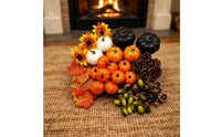Artificial Pumpkins Assorted Fake Pumpkins with Maple Leaves Mixed Pumpkin Set for Decorators, Thanksgiving, Table Styling, Wreath Making
