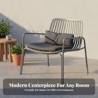 Comfortable Seating Nordic Design Accent Chair Weather-Resistant Minimalist Balcony Chair Sturdy and Long-Lasting Metal Frame Armchair Easy to Clean for Cafe Owners, Homeowners, Adults, Coffee Shop, Living Room, Garden, Reception Area